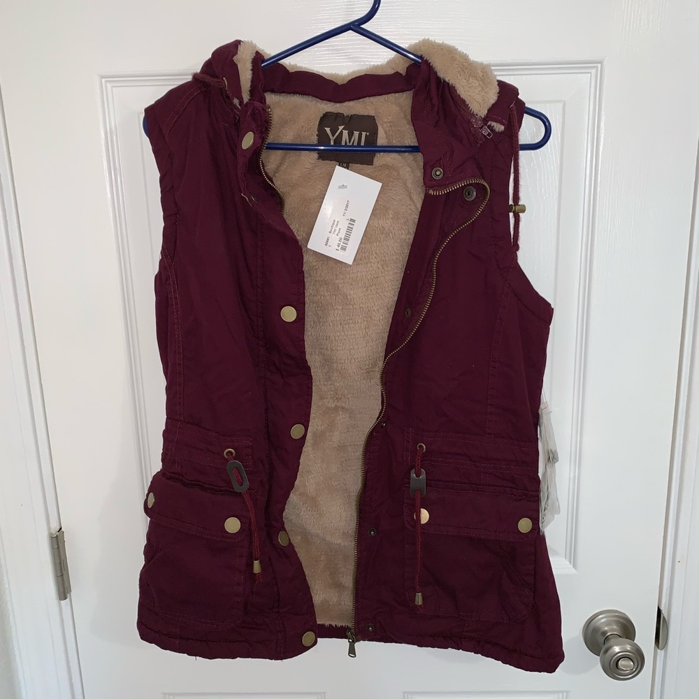 Faux fur lined hooded vest